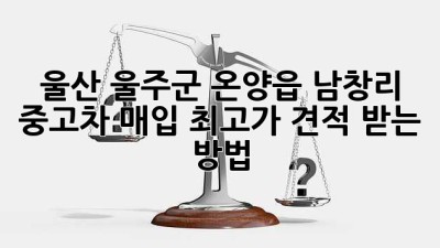 울산 울주군 온양읍 남창리 중고차 매입 최고가 견적 받는 방법